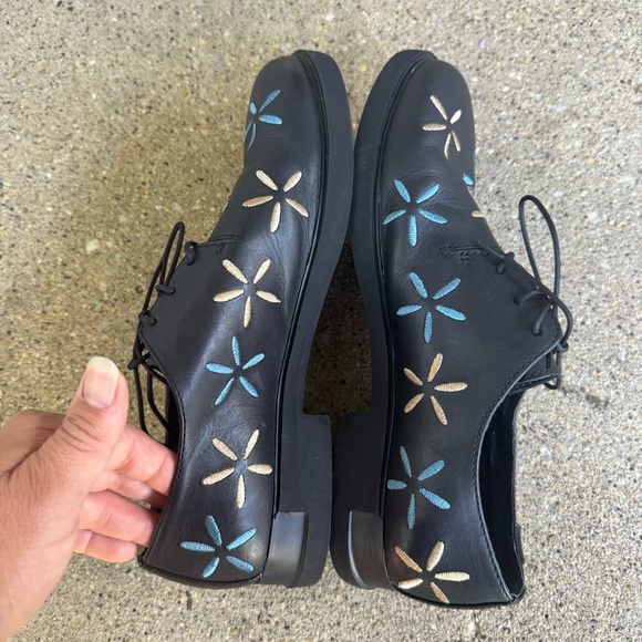 Camper twins black formal floral brogues embroidered lace up shoes women’s SZ 40 - Picture 7 of 11